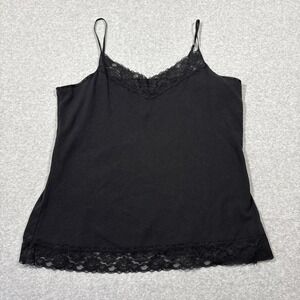 Christopher Banks XL Black Cami Top Lace Trim Y2K Coquette Balletcore Fairy Tank